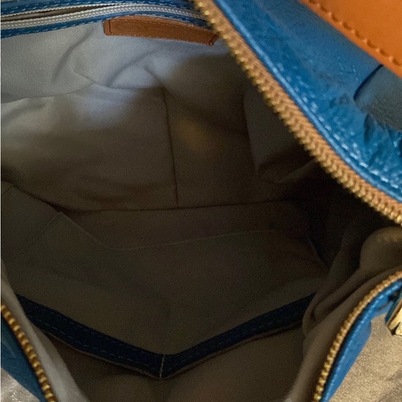 Valentina Ocean Blue/Tan Leather Convertible Backpack main image 8